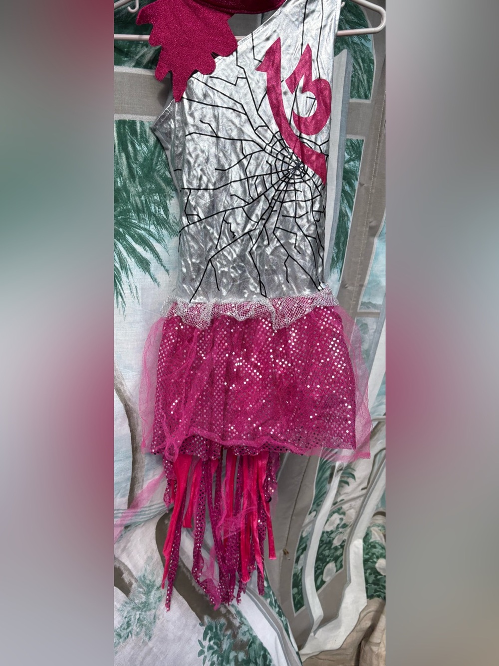 monster high Silver and Hot Pink Sequin Tulle Dress Costume